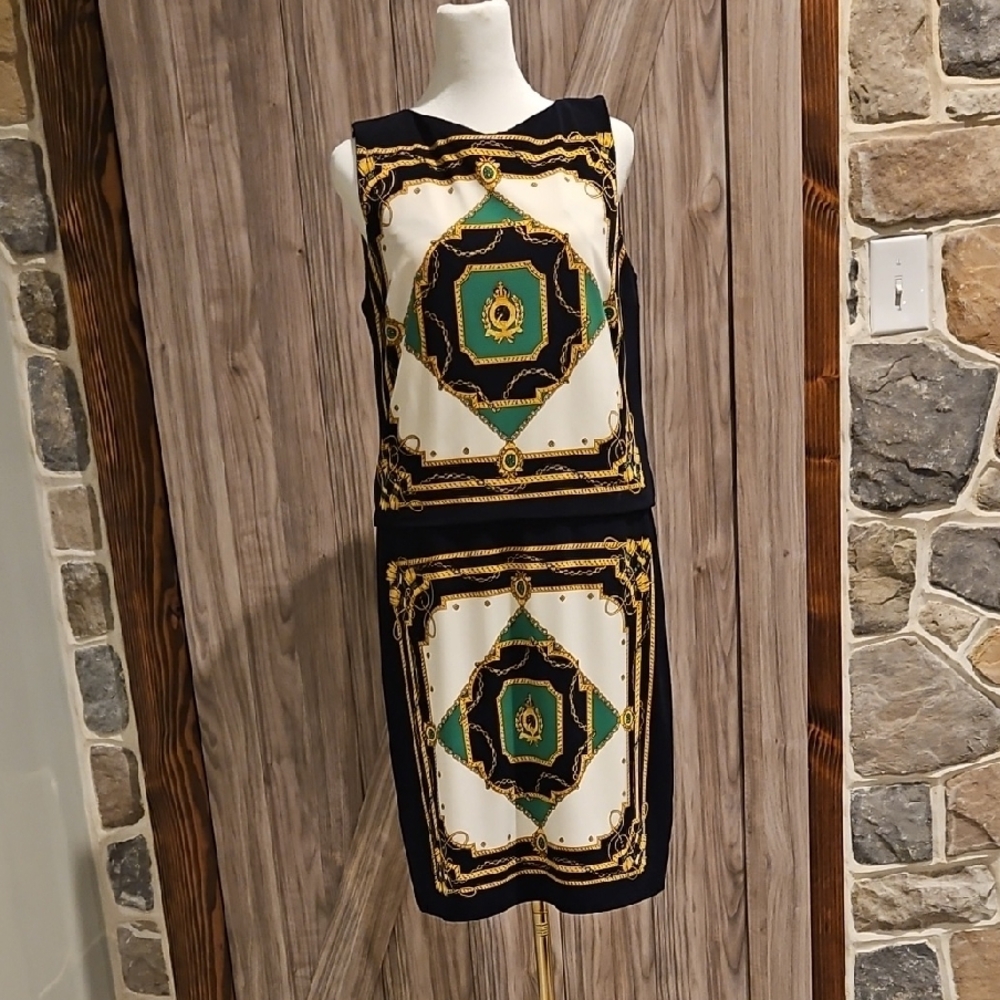 Ralph Lauren Black and White Sheath Mini Dress Sleeveless Crew Neck